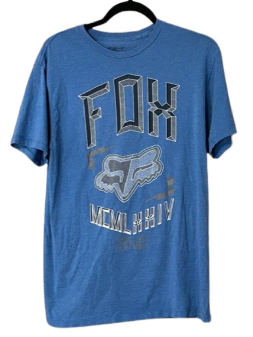 vintage blue Fox Racing graphic t-shirt sz M